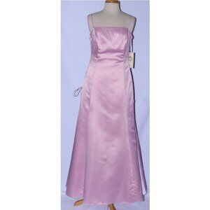 Dollar Fashion #3444 Long Satin Gown With Side Lacing-Size L- PINK -NWT